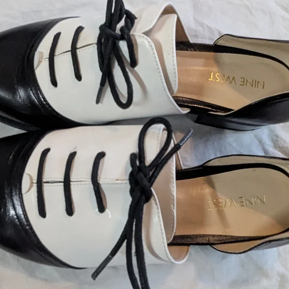 Nine West Nuckma Oxford Flats Size 8.5,Black and White Women's - Picture 13 of 13